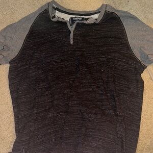 Black and Gray Short Sleeve Raglan Tee